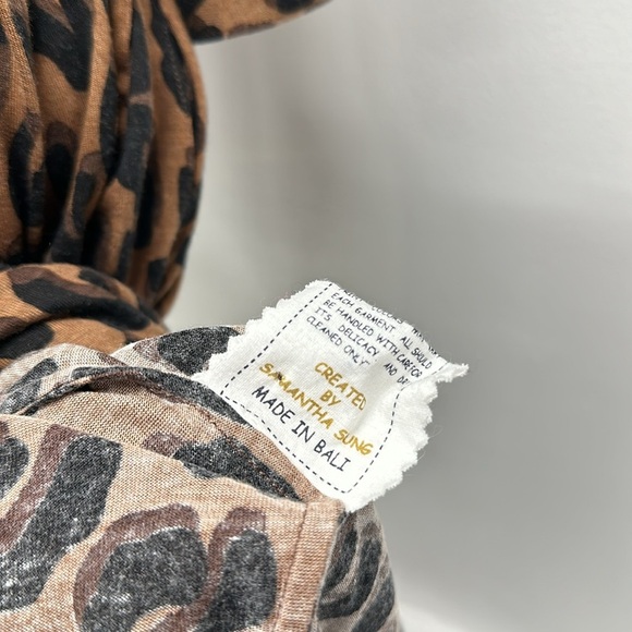 Samantha Sung Shirt Dress Button Down Animal Print Wool Silk Brown Black Size 0 - Picture 10 of 13